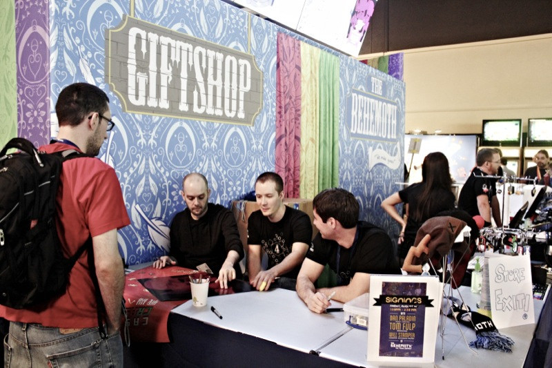 From left to right: A Red Shirt discussing the meaning of life with Will Stamper, Dan Paladin, Tom Fulp...