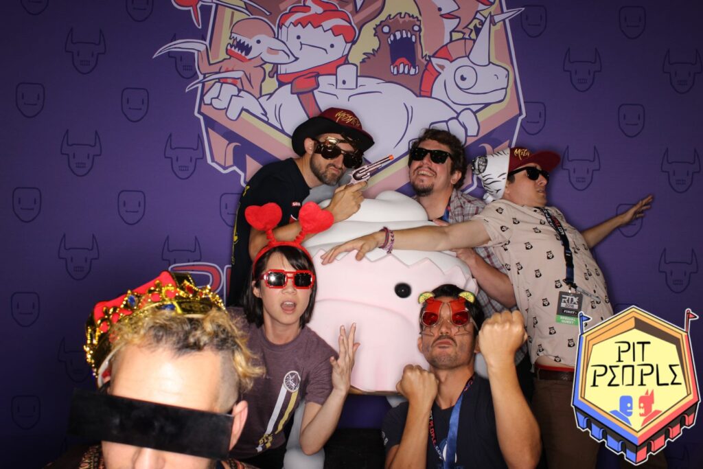 From left to right: Censor-strip Bryan, Double-hearts Megan, Cowboy-hat Shawn, Elated-face Kevin, Struggling-to-stand Eric, and Cocktail-fighting Ian. 