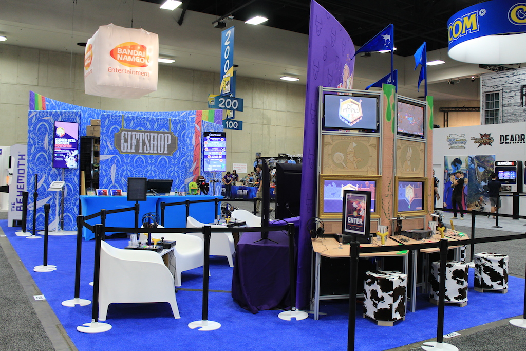 Pit People stations at our booth. 2-player Co-Op stations (left) and Single player stations (right)
